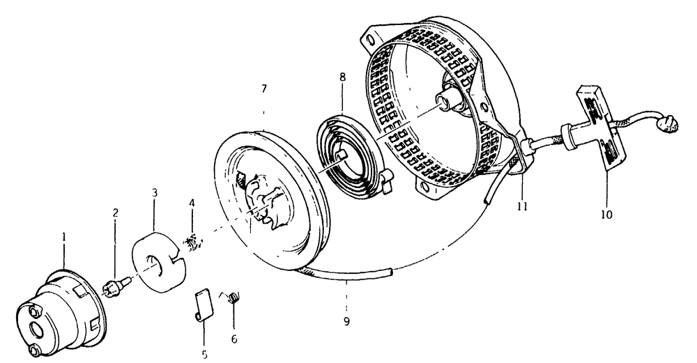 Recoil Starter Diagram and Parts List for 8838-0-S1000  Briggs and Stratton Generator